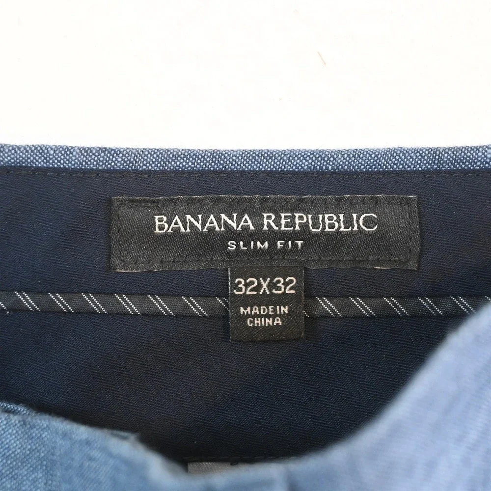 Banana Republic 32x32 Blue 100% Linen‎ 581140 Slim Dress Mens Pants